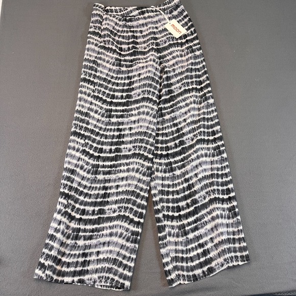 Moon Pants Size Sm Flowing Wide‎ Leg Elastic Black Stripe Stretchy Boho Summer - Picture 9 of 9